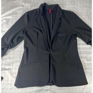 Love Scarlet Black Ruched 3/4 Sleeve Blazer - Size Small
